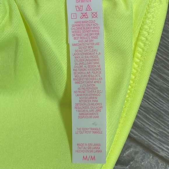 NWOT Victoria’s Secret Bikini Strappy Cheeky Triangle Top Neon Graffiti Yellow M - Picture 14 of 16